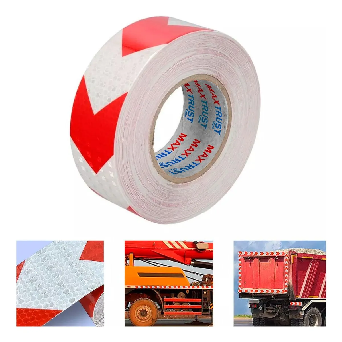 GENERICO - Cinta Reflectante Adhesiva 50mm x 25m Rojo y Blanco