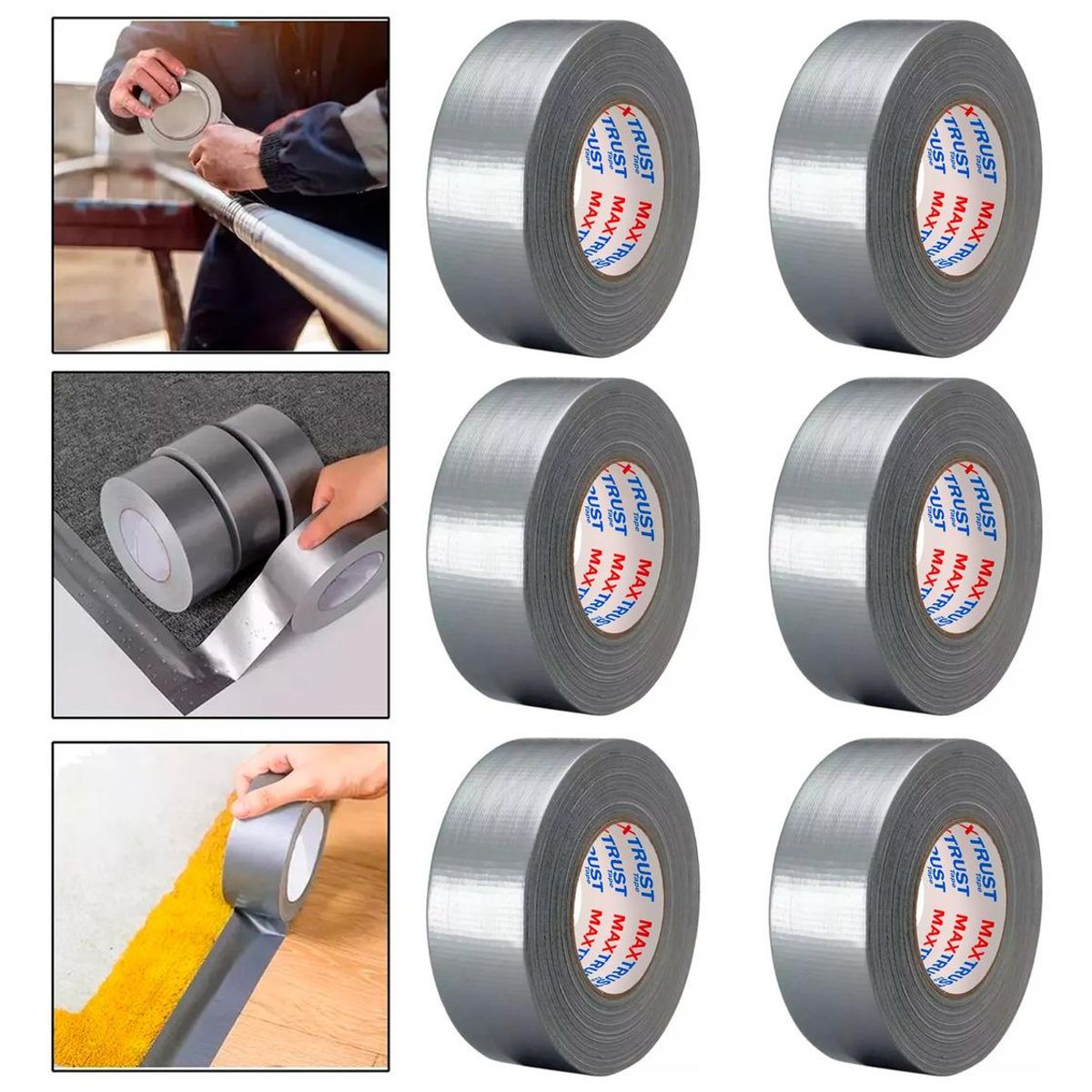 GENERICO - Pack de 6 Cintas Adhesivas Multiuso Duck Tape 5cm x 50m