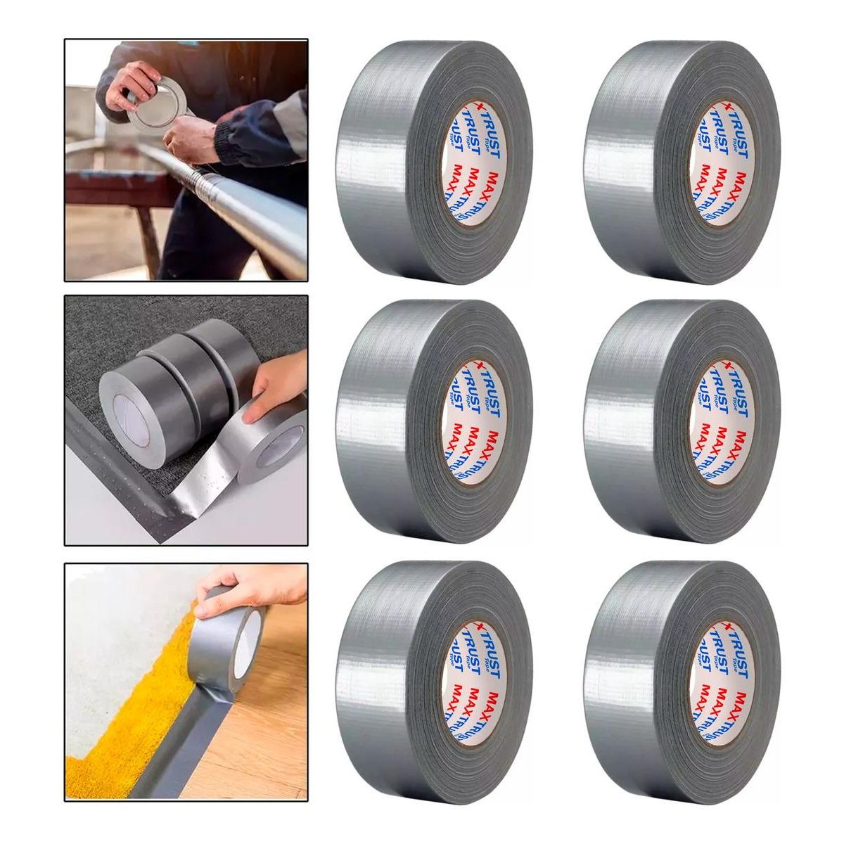 GENERICO - Pack de 6 Cintas Adhesivas Multiuso Duck Tape 5cm x 50m