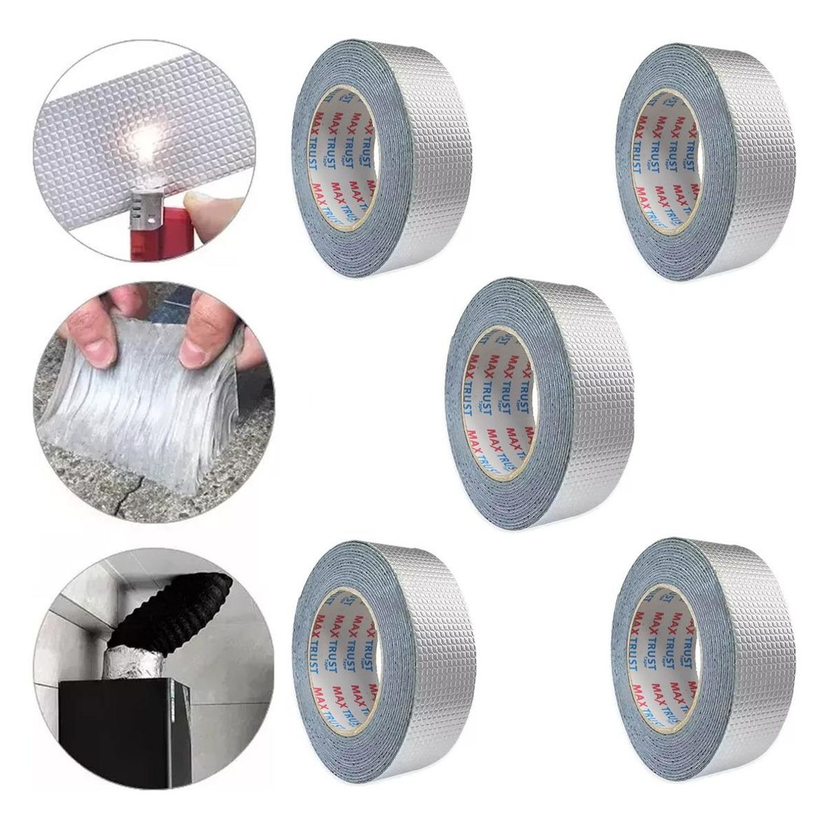 GENERICO - Pack de 5 Cintas Butilo Superadhesivas Impermeables de 10 Metros