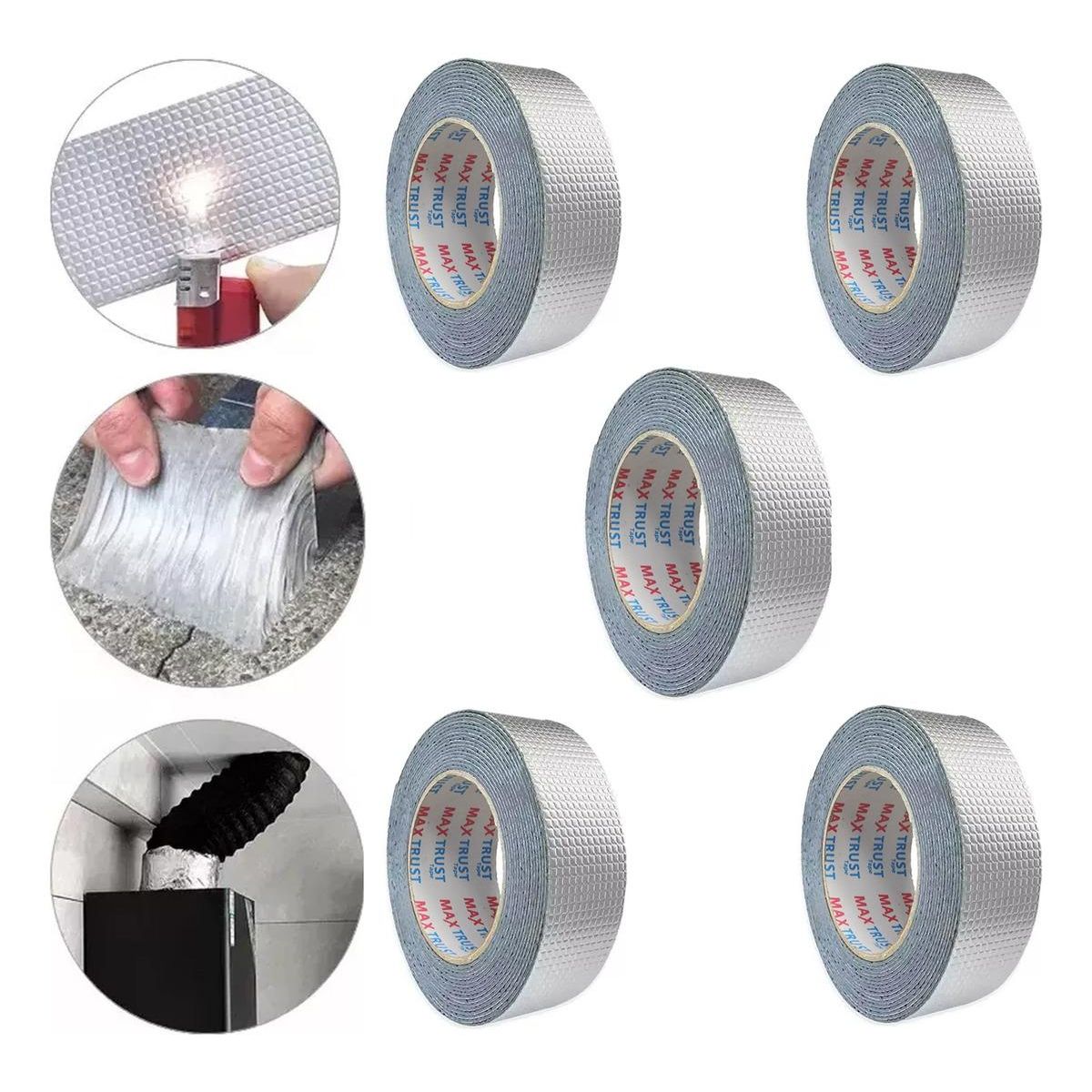 GENERICO - Pack de 5 Cintas Butilo Superadhesivas Impermeables de 10 Metros