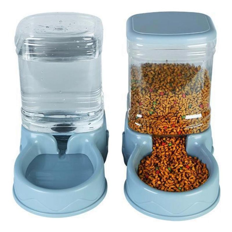 GENERICO - Fuente de Agua Automática Anticaída para Mascotas con Comedero