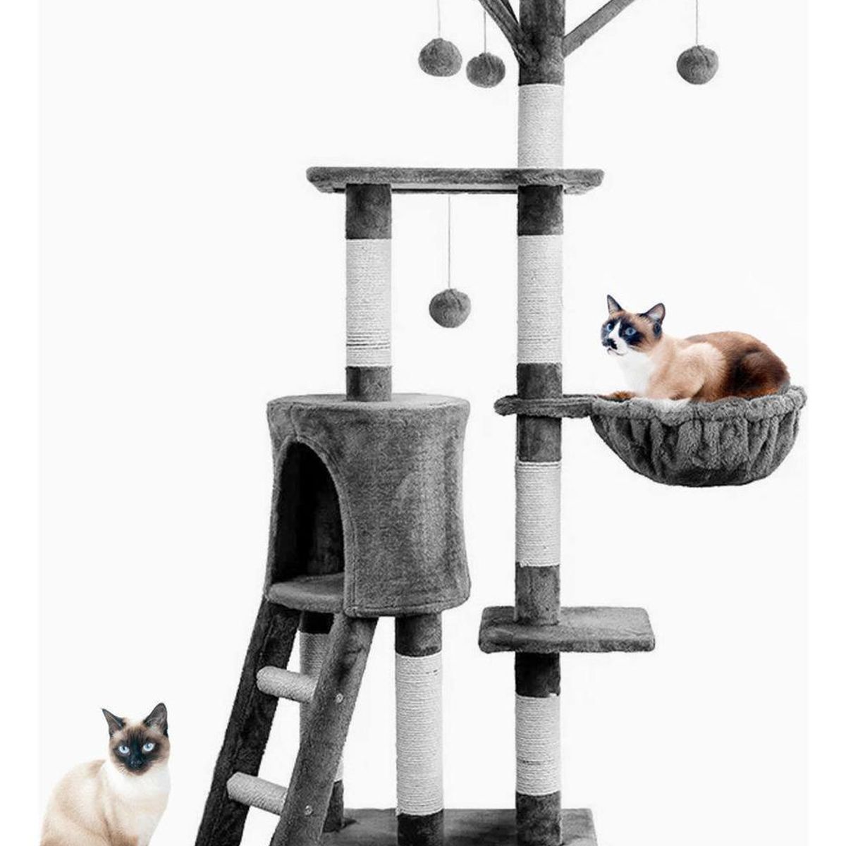 GENERICO - Rascador gimnasio para gatos con hamacas y caja de descanso