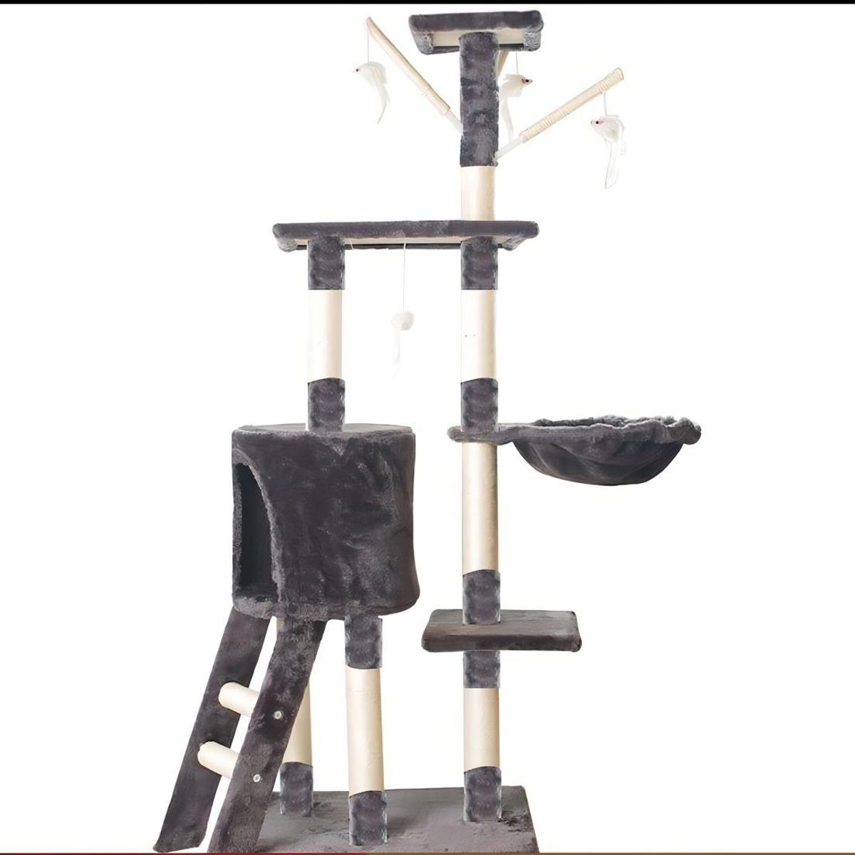 GENERICO - Rascador gimnasio para gatos con hamacas y caja de descanso