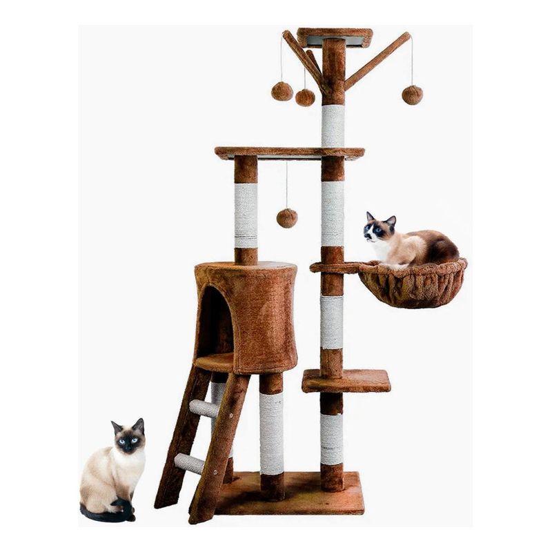 GENERICO - Gimnasio Rascador para Gatos con Hamacas Color Marrón
