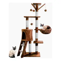 GENERICO - Gimnasio Rascador para Gatos con Hamacas Color Marrón