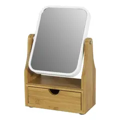 GENERICO - Espejo de Maquillaje 360° con Cajón de Bambú