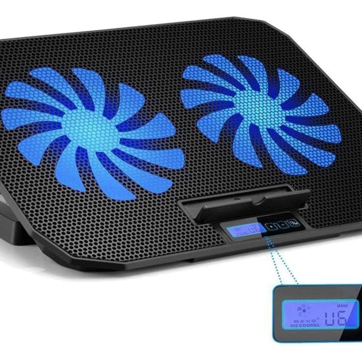 GENERICO - Base Soporte Ergonómico para Notebook con 2 Ventiladores LED