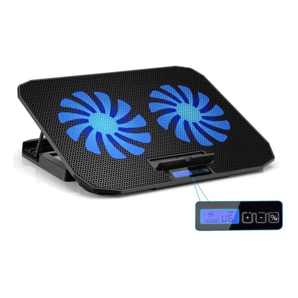 GENERICO - Base Soporte Ergonómico para Notebook con 2 Ventiladores LED