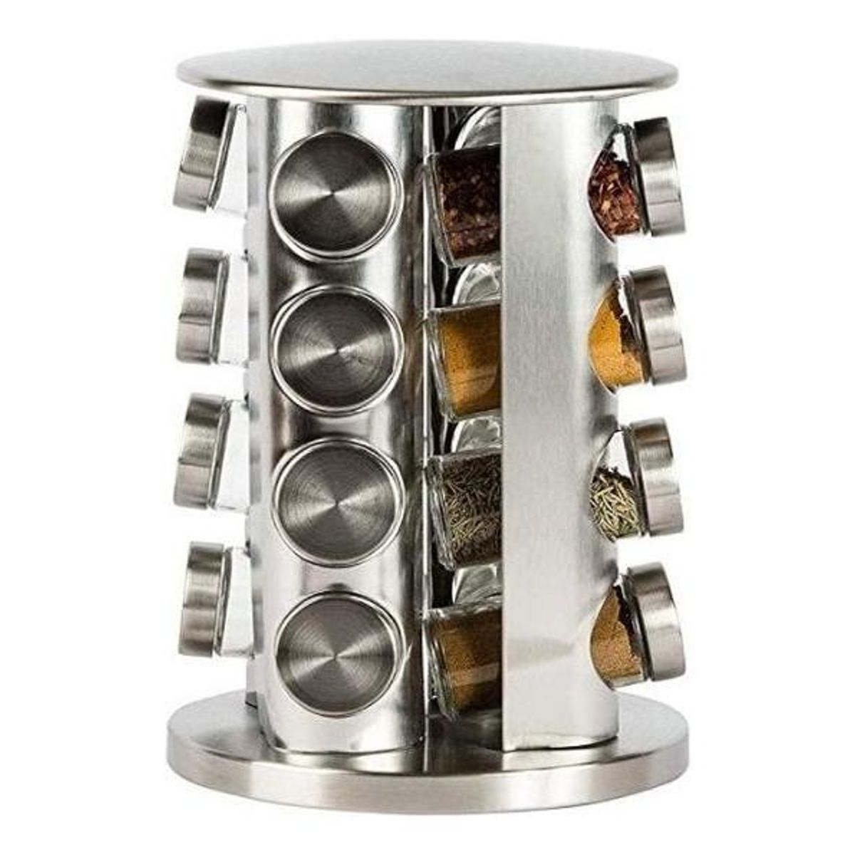 GENERICO - Especiero Giratorio de Acero Inoxidable con 14 Frascos
