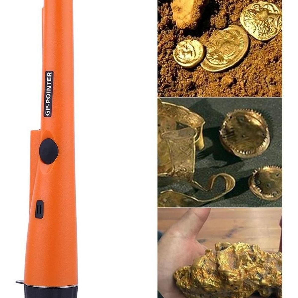 GENERICO - Detector de Metales Portátil GP360 con Puntero Alto Naranja