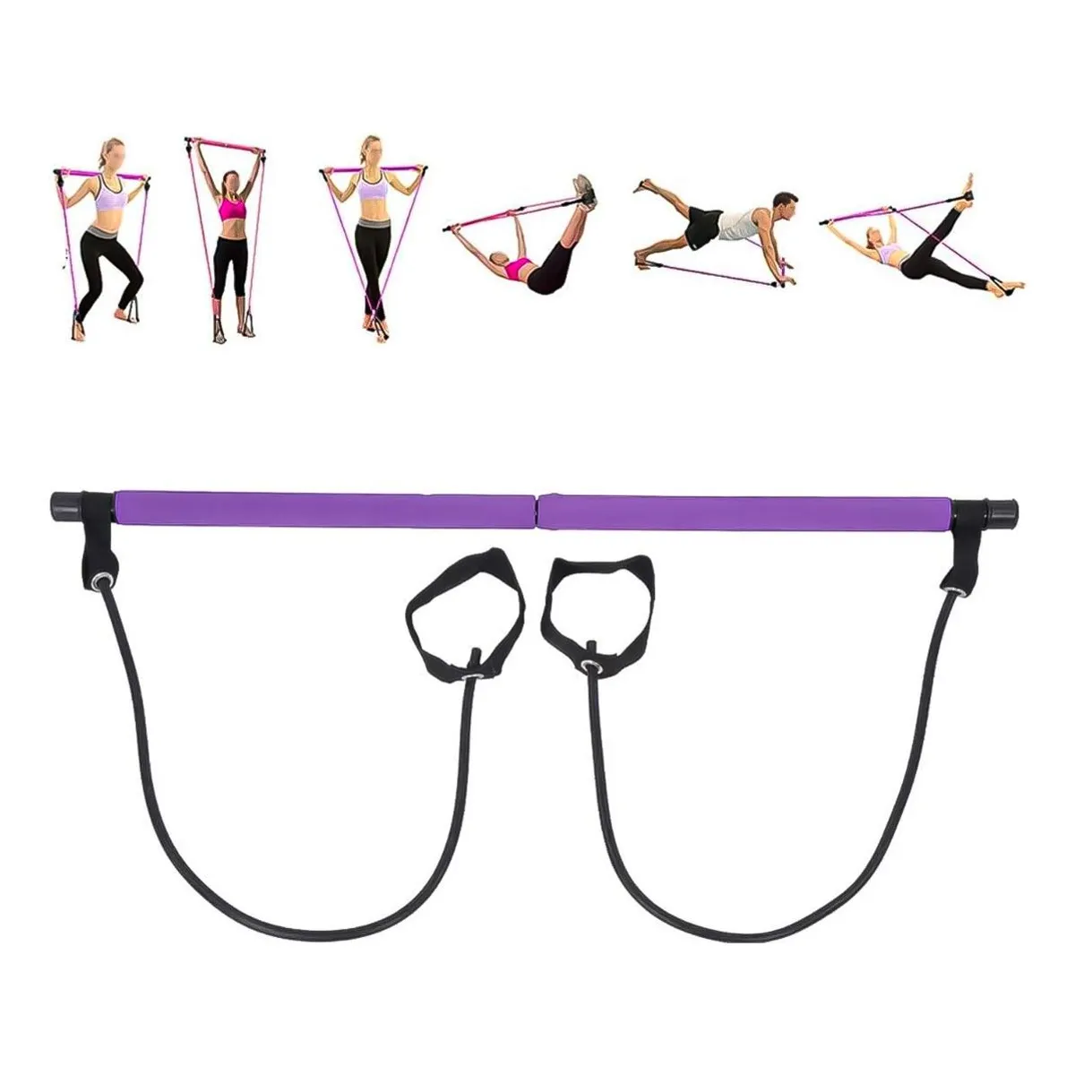 GENERICO - Barra de Pilates con Banda Elástica para Ejercicio y Yoga