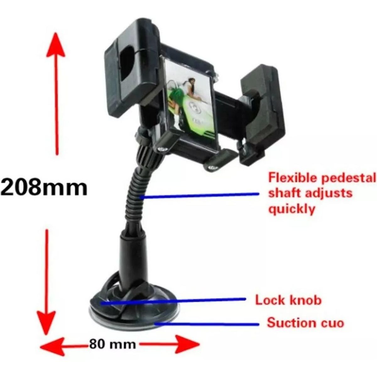 GENERICO - Soporte Celular para Auto con Brazo Flexible y Ventosa