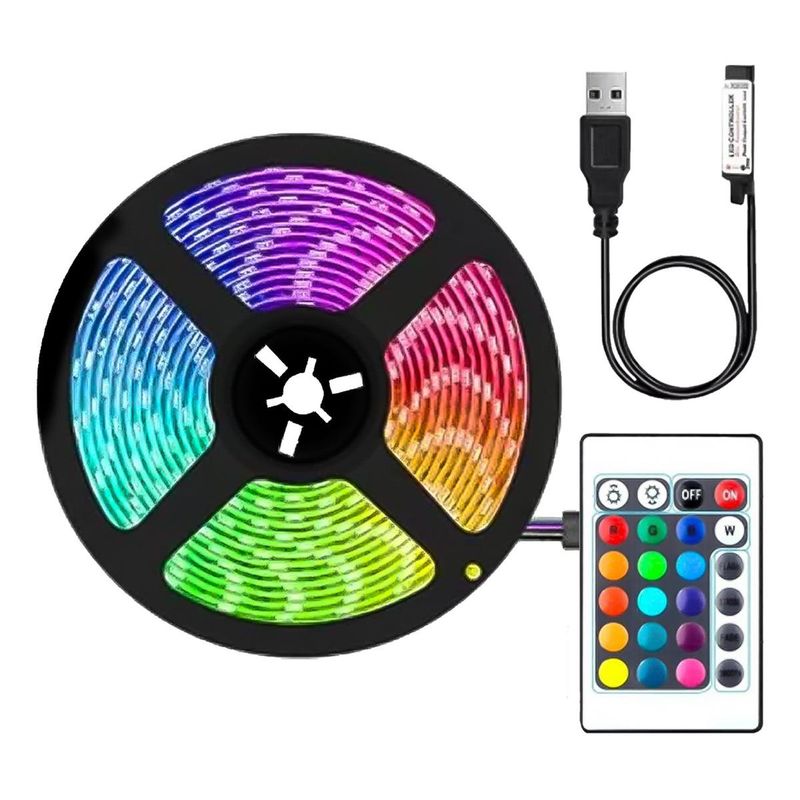 GENERICO - Cinta LED RGB de 3m con Control Remoto