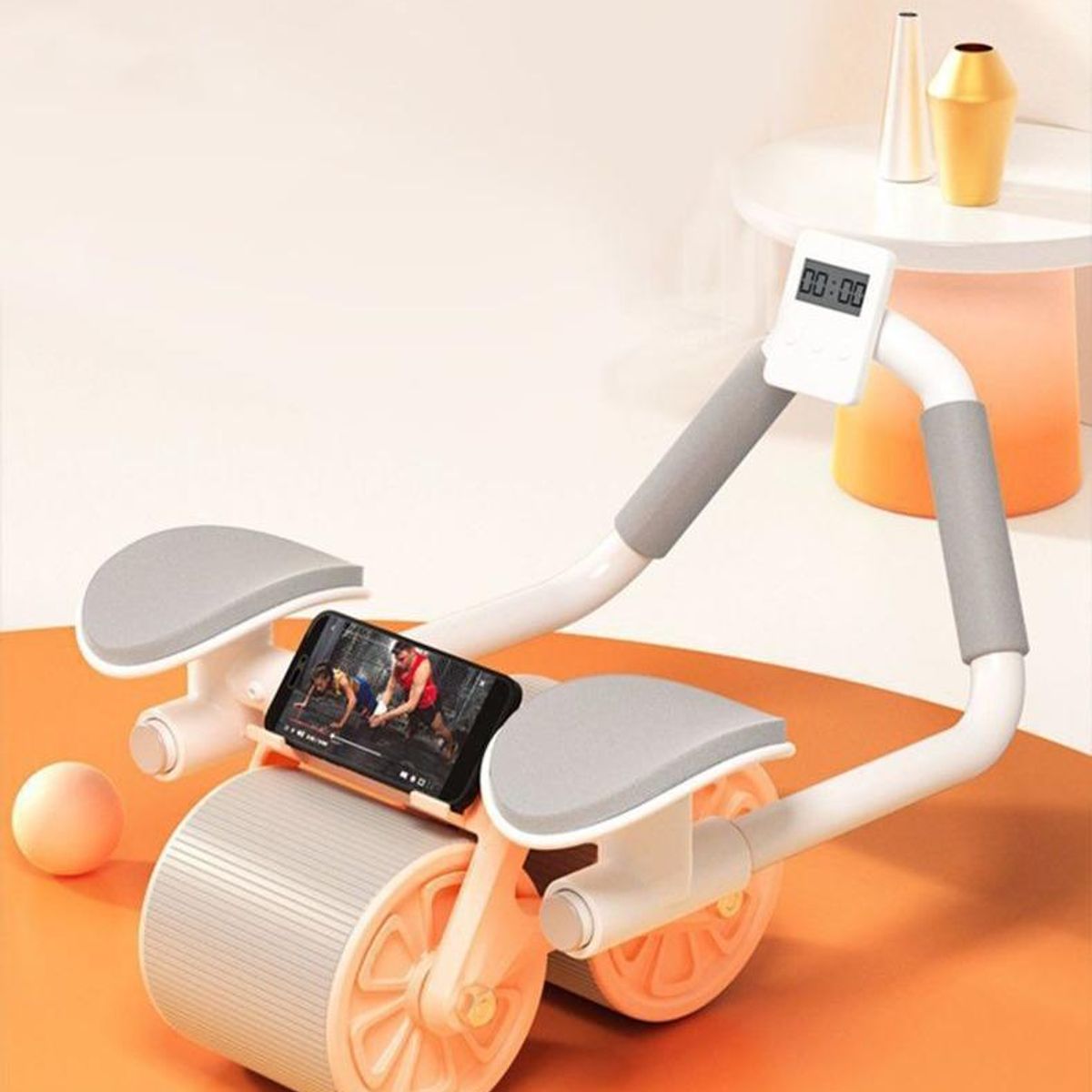 GENERICO - Rodillo Abdominal con Soporte y Cronómetro Incorporado