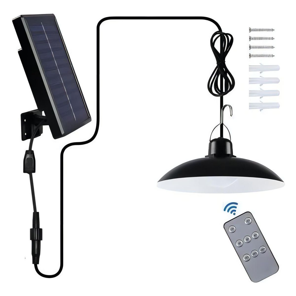 GENERICO - Lámpara Colgante LED Solar con Control Remoto Color Negro