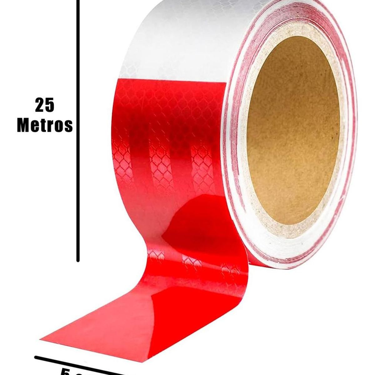 GENERICO - Cinta Reflectante Bicolor Plana Blanco y Rojo 5cm x 25m