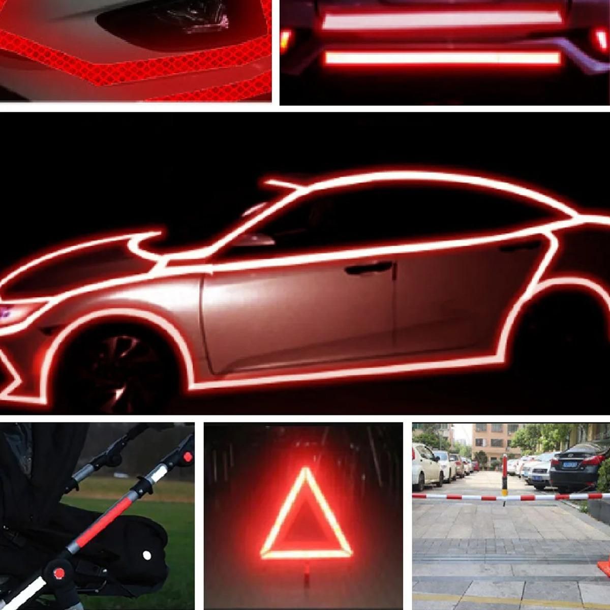 GENERICO - Cinta Reflectante Roja Fluorescente 5cm x 25m Pack de 6