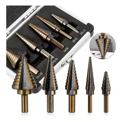 GENERICO - Juego de Brocas Escalonadas de Acero 5 Piezas