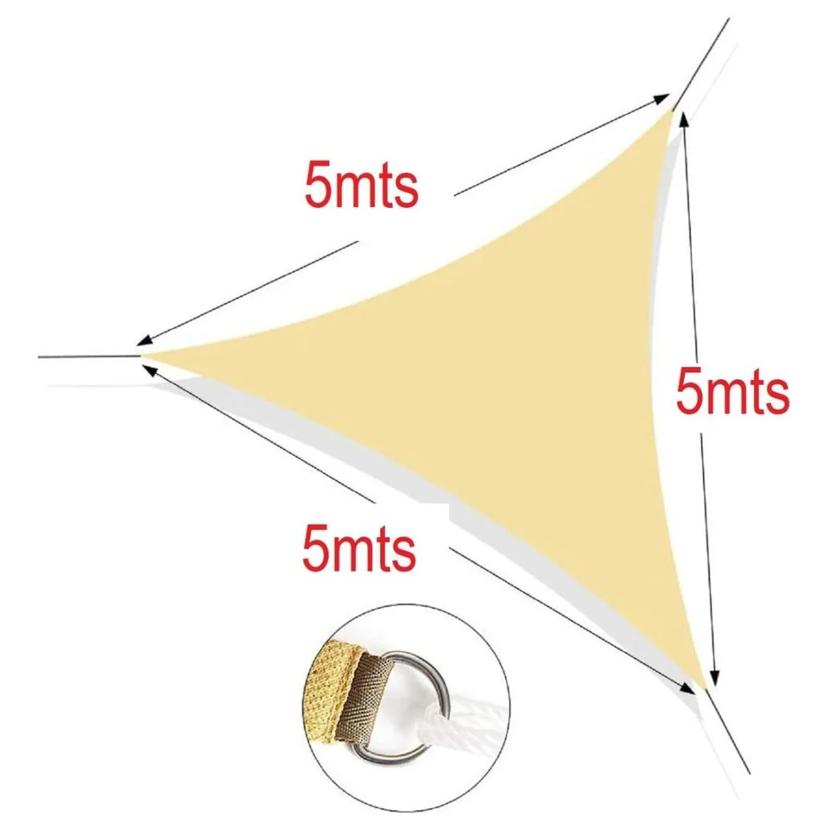 GENERICO - Toldo Vela Triangular Impermeable 5x5x5 metros