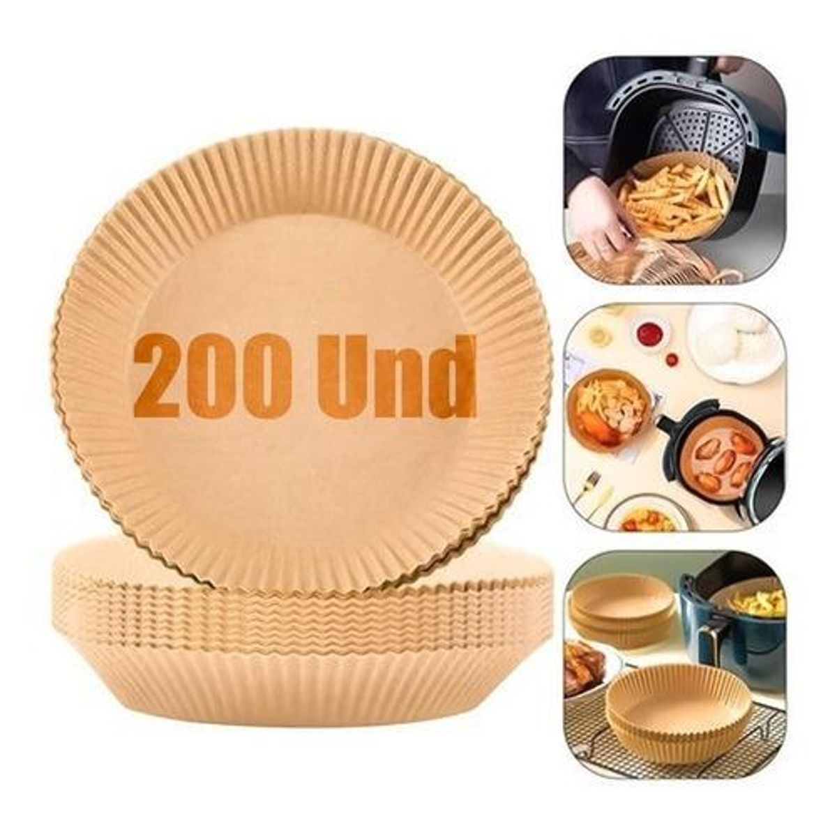 GENERICO - 200 Forros de Papel Antiadherente para Airfryer 16 cm