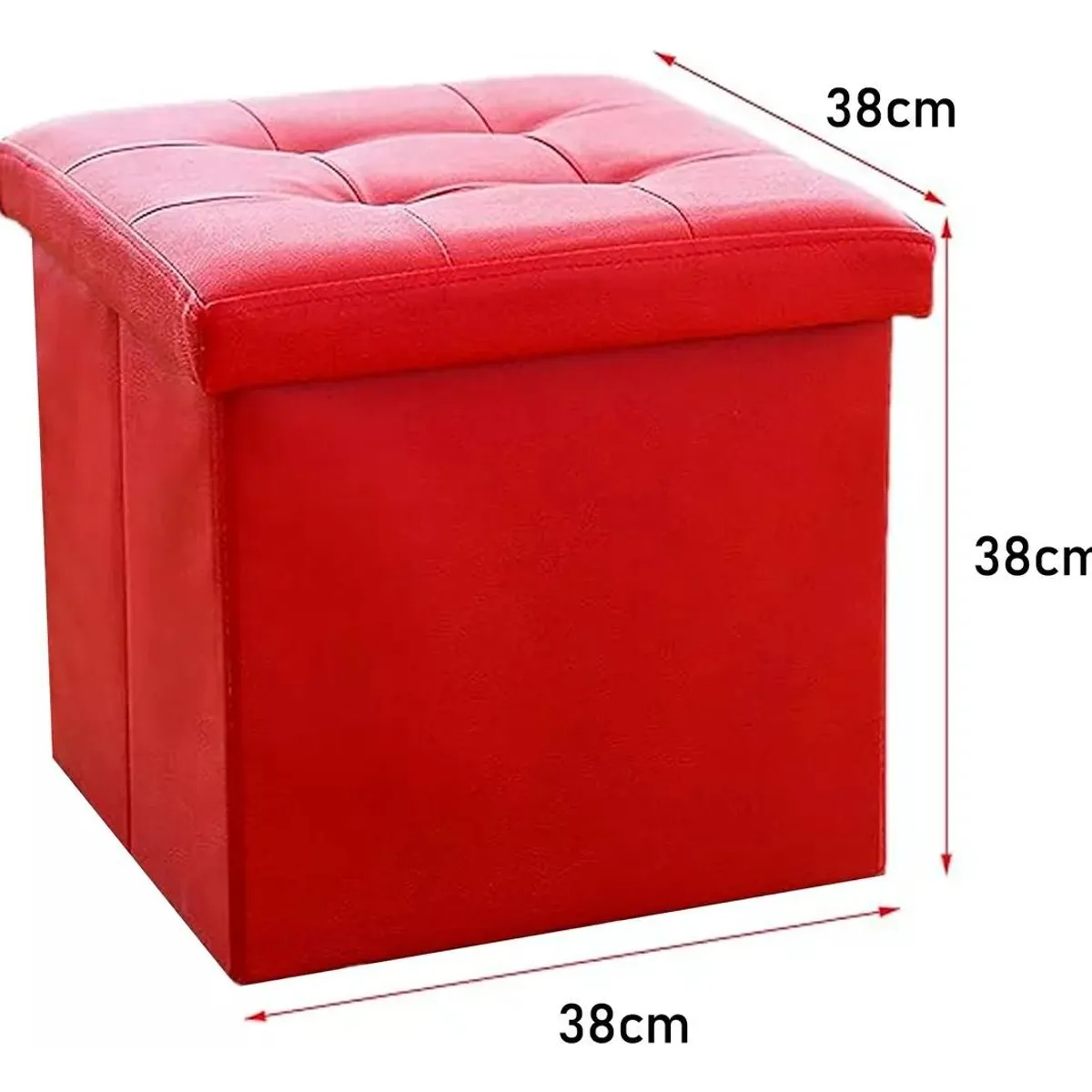 GENERICO - Puff Baul Plegable Ecocuero Organizador 38x38 cm