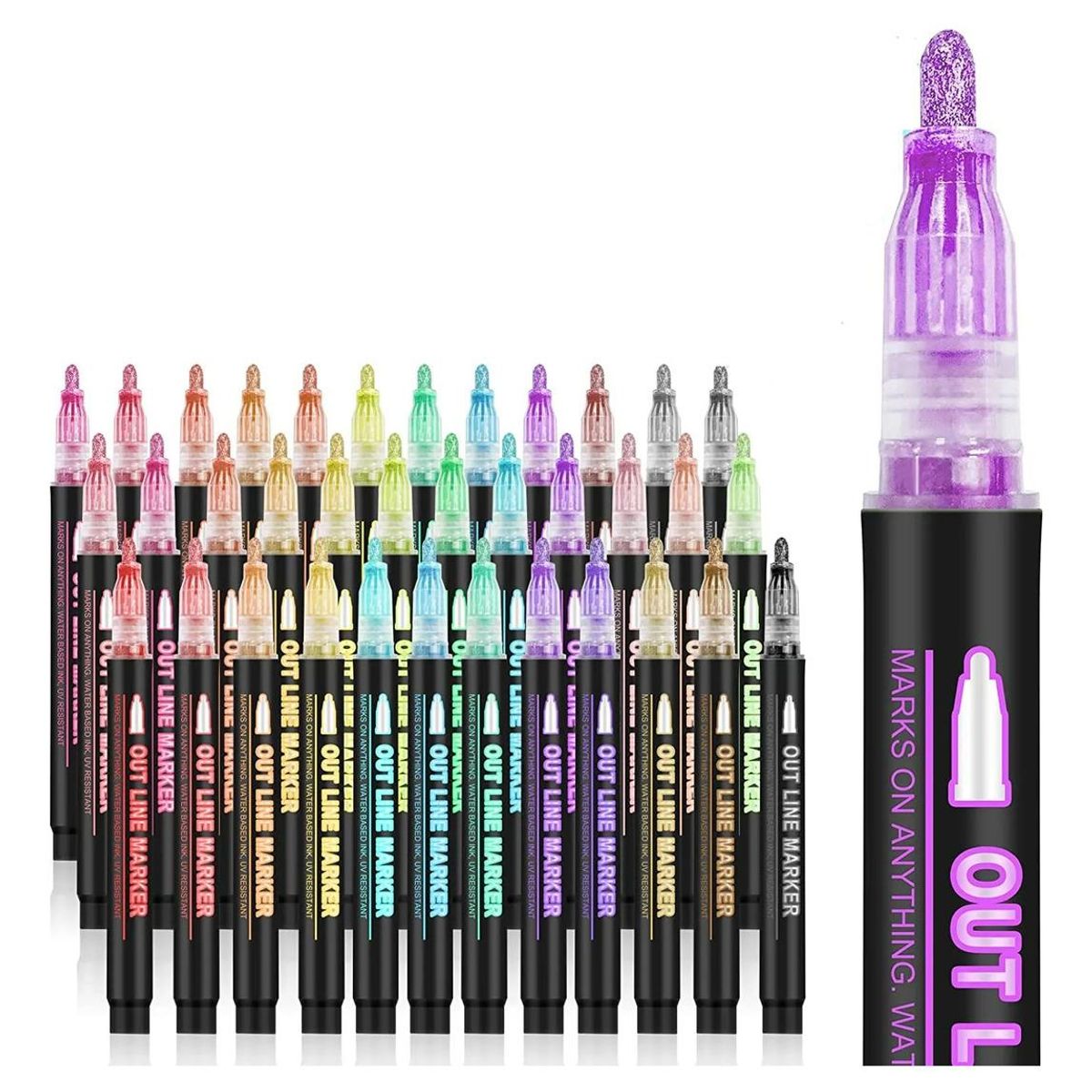 GENERICO - Set de 24 Plumones Metalizados para Lettering Outline