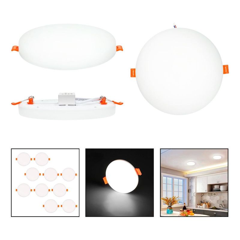 GENERICO - Pack de 10 Focos Empotrados LED Redondos Luz Fría 24W