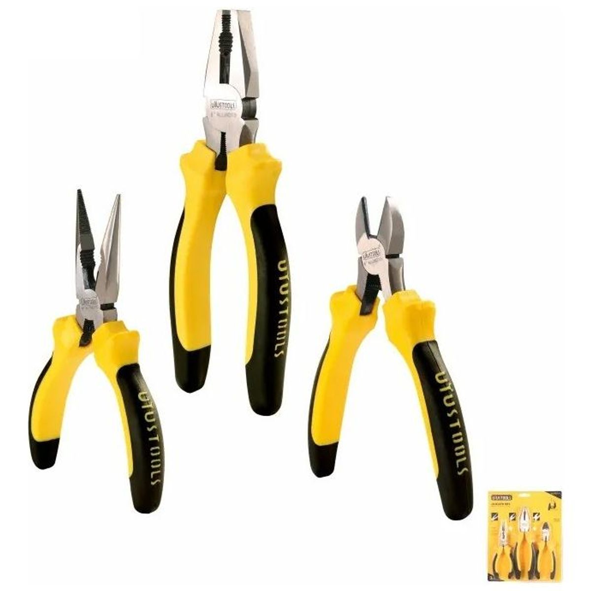 GENERICO - Juego de 3 Alicates Universales Reforzados Antideslizantes