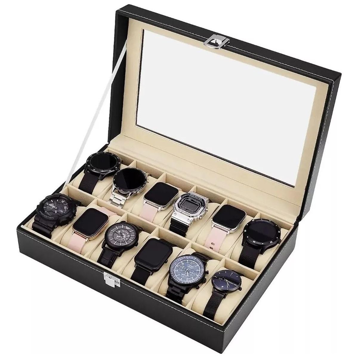 GENERICO - Estuche Organizador de Relojes de Ecocuero para 12 Piezas