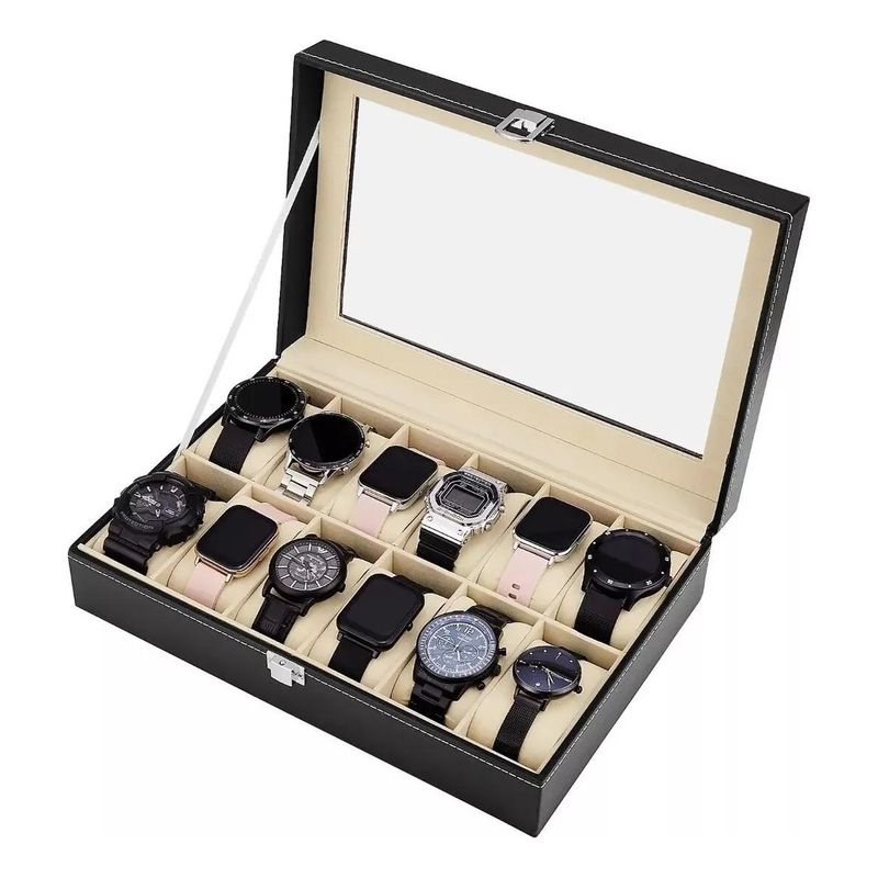 GENERICO - Estuche Organizador de Relojes de Ecocuero para 12 Piezas