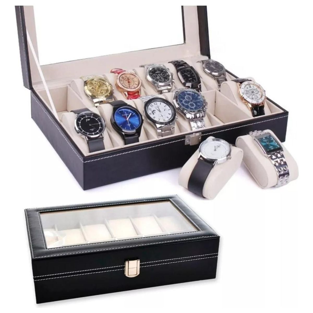 GENERICO - Estuche Organizador de Relojes de Ecocuero para 12 Piezas