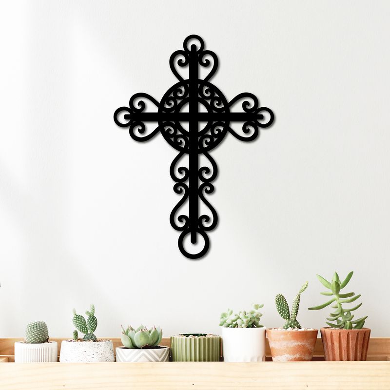 ELAB PROPIA - Cuadro Cruz Elegancia Divina 50x35cm - Calado En Madera Fun Republic