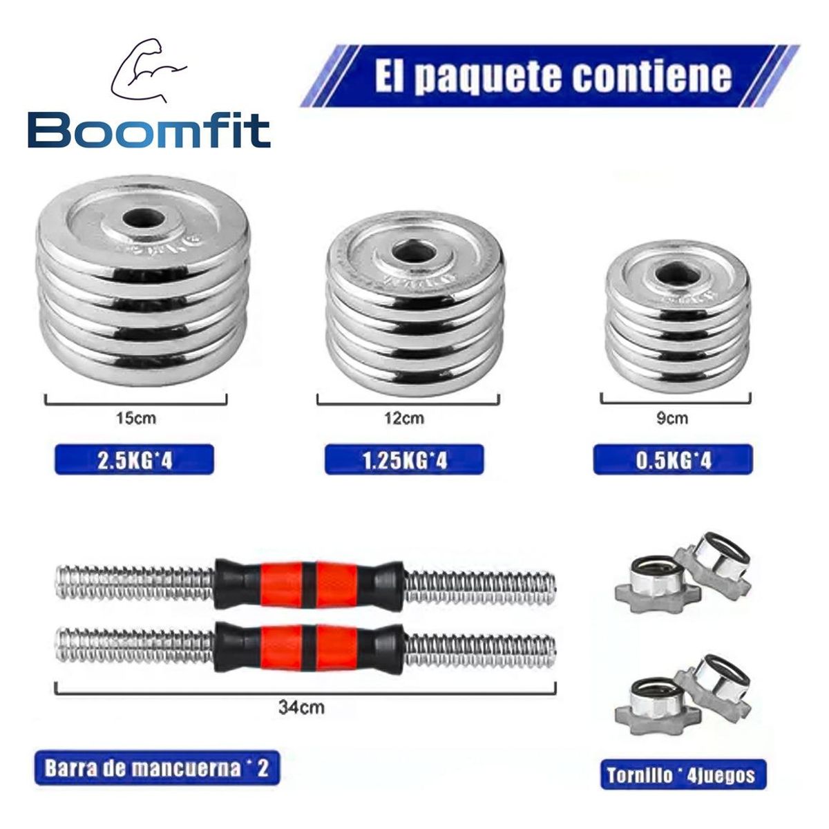 GENERICO - Set de Mancuernas Ajustables Cromadas 20 Kg con Maletín