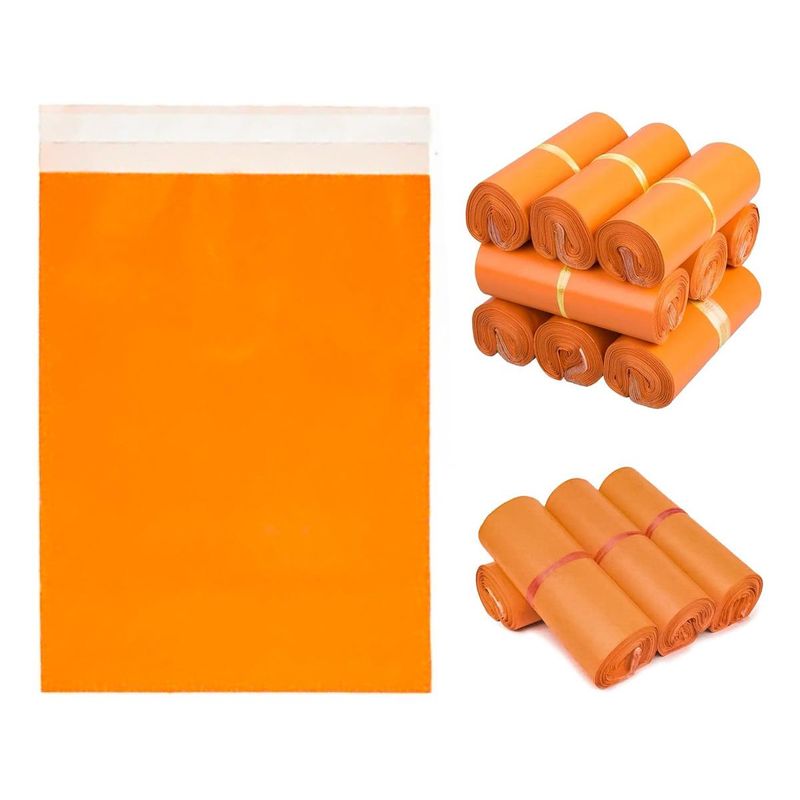 GENERICO - Pack de 100 Bolsas Adhesivas Naranjas de 17x30 cm
