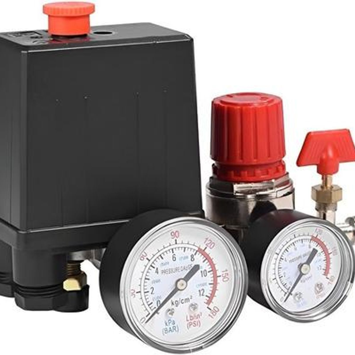 GENERICO - Compresor de Aire con Regulador y Válvula 180psi Negro