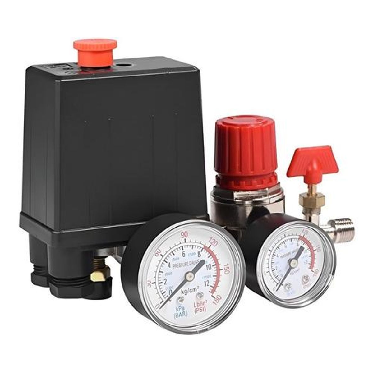 GENERICO - Compresor de Aire con Regulador y Válvula 180psi Negro