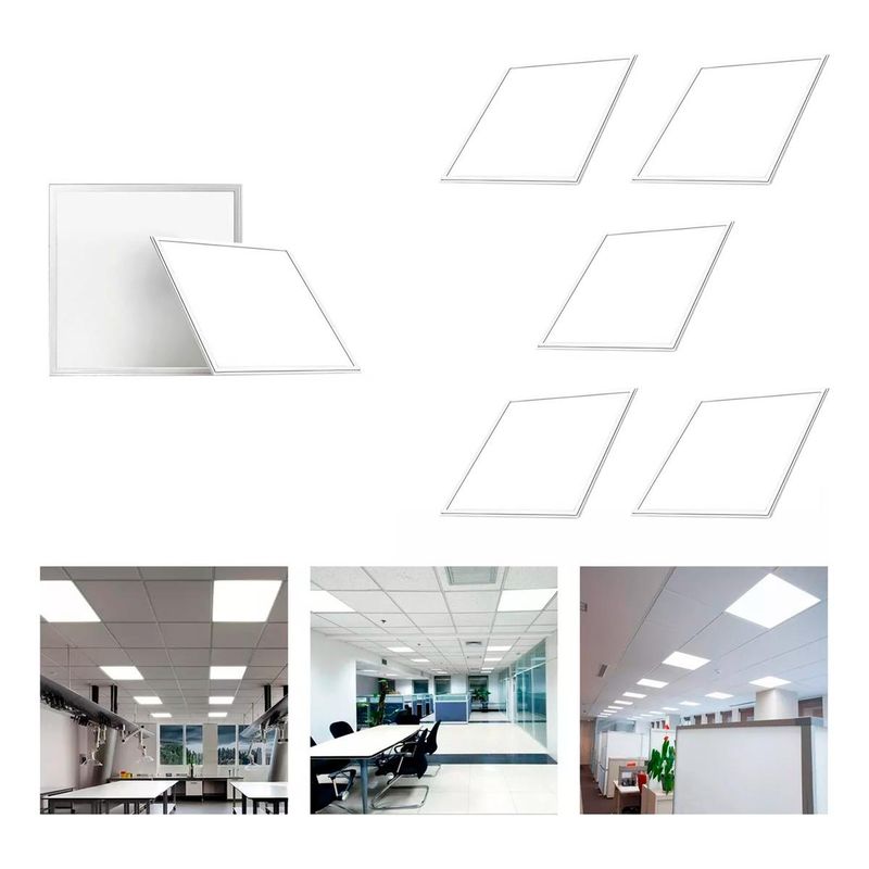 GENERICO - Pack de 5 Focos Panel Plafón Cuadrado 88W Luz Fría 60x60cm