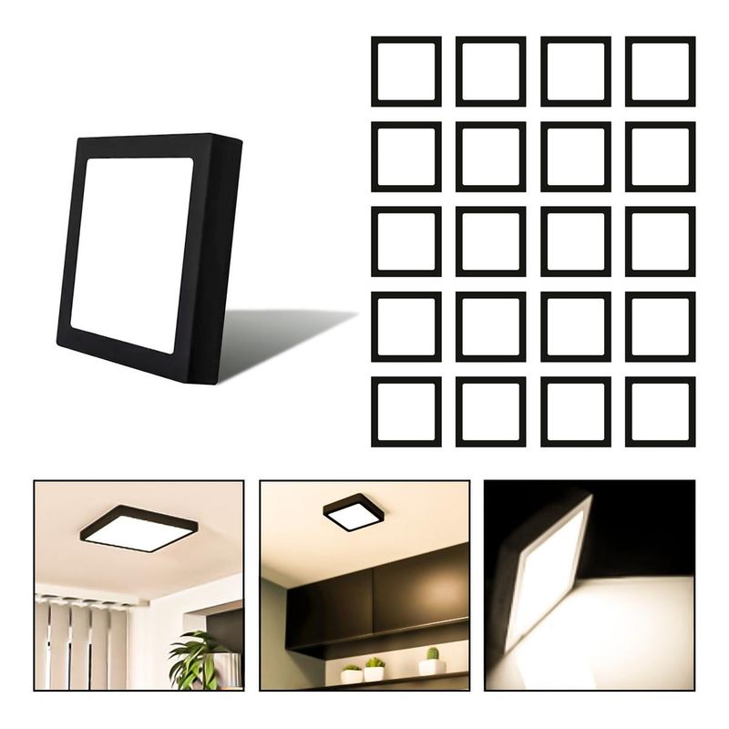 GENERICO - 20 Focos LED Cuadrados 18W Luz Cálida Plafón Sobrepuesto