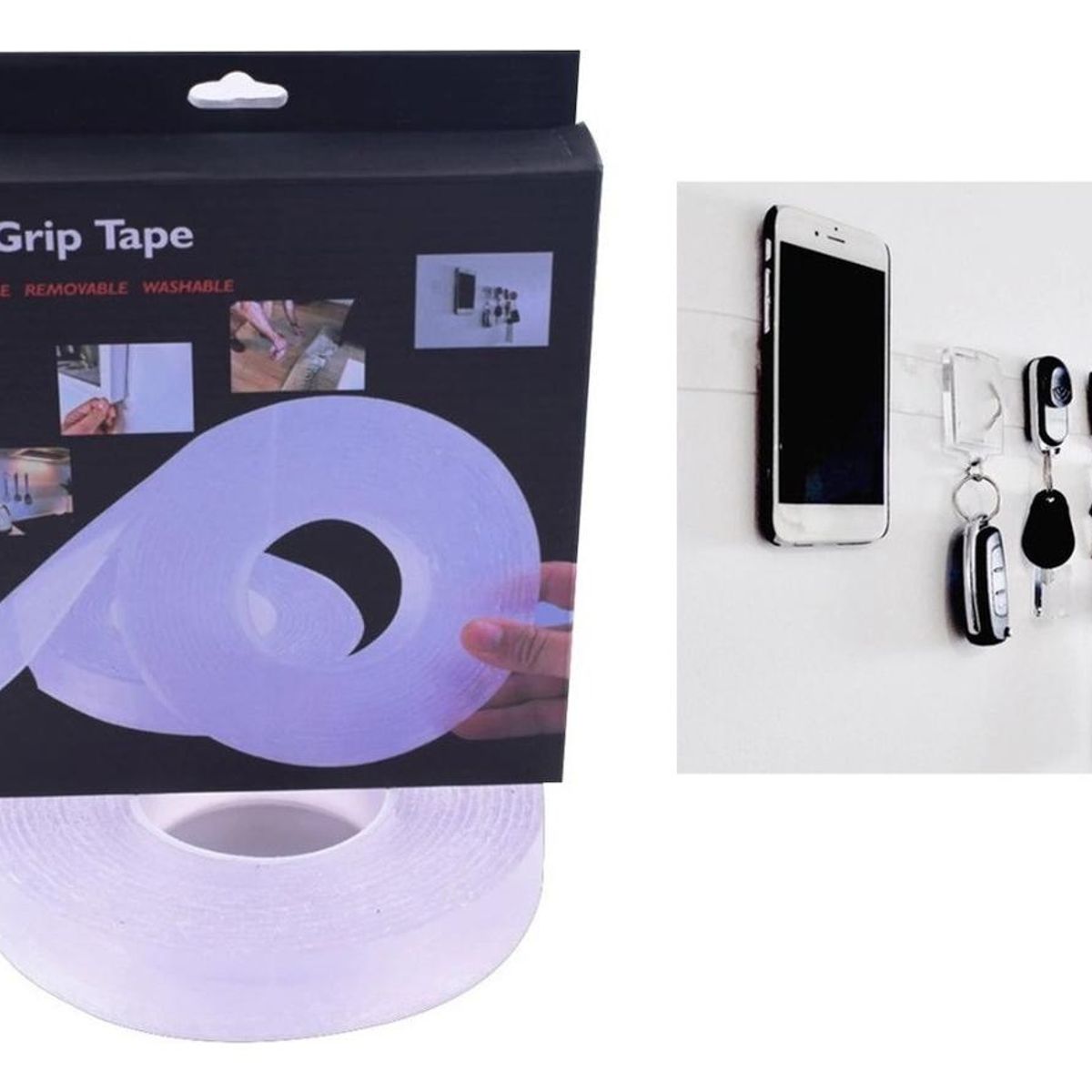 GENERICO - Cinta Adhesiva Mágica Doble Cara Reusable Transparente 3m