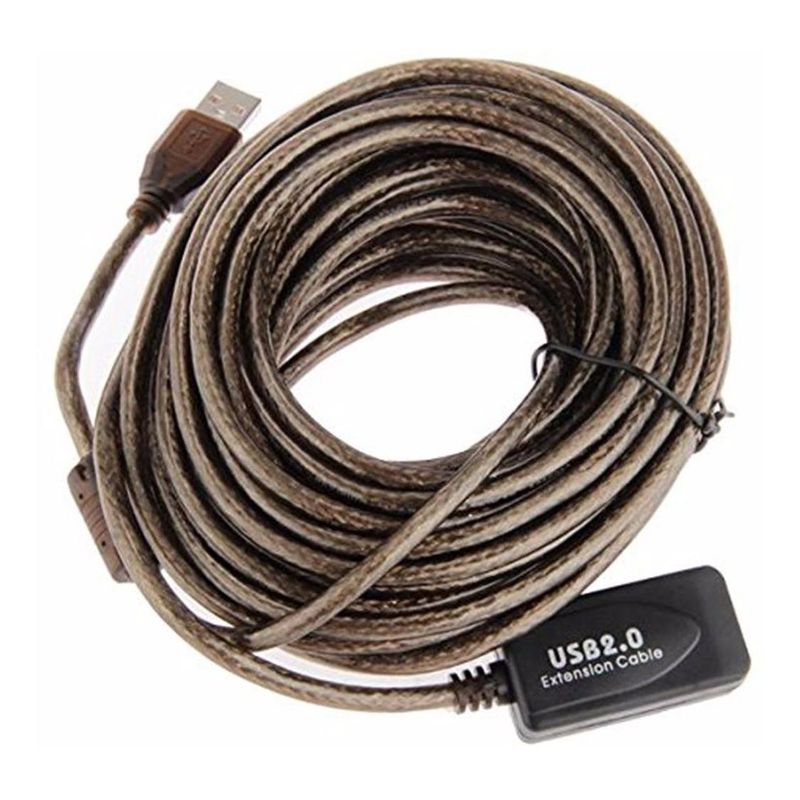 GENERICO - Cable USB Activo Blindado 10 Metros Color Gris Oscuro