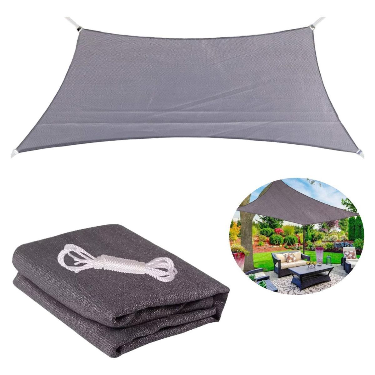 GENERICO - Toldo Vela Rectangular Impermeable 2x5 para Exterior