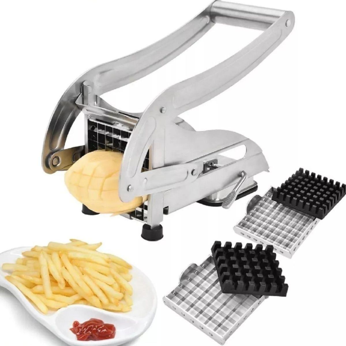 GENERICO - Picador de Papas y Verduras de Acero Inoxidable con Cuchillas Intercambiables