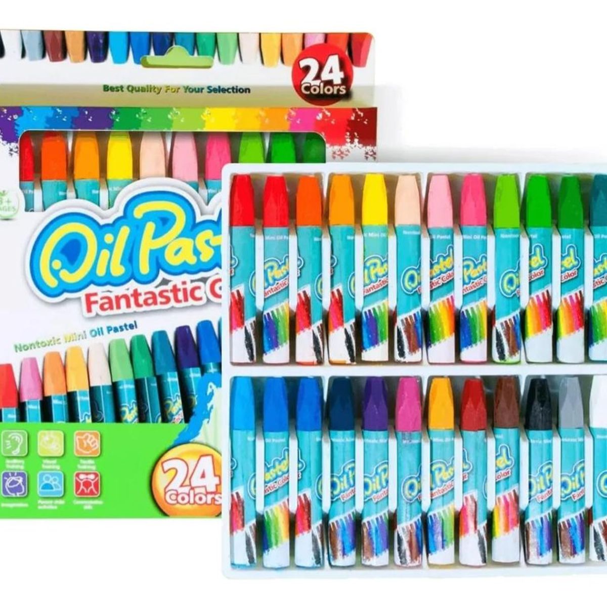 GENERICO - Kit de 24 Crayones Oil Pastel Acuarelables Lavables