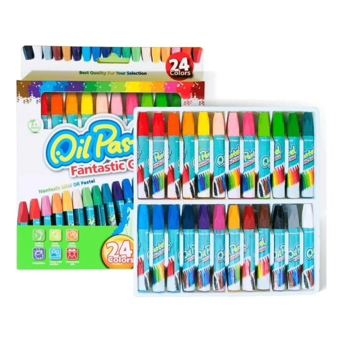 GENERICO - Kit de 24 Crayones Oil Pastel Acuarelables Lavables