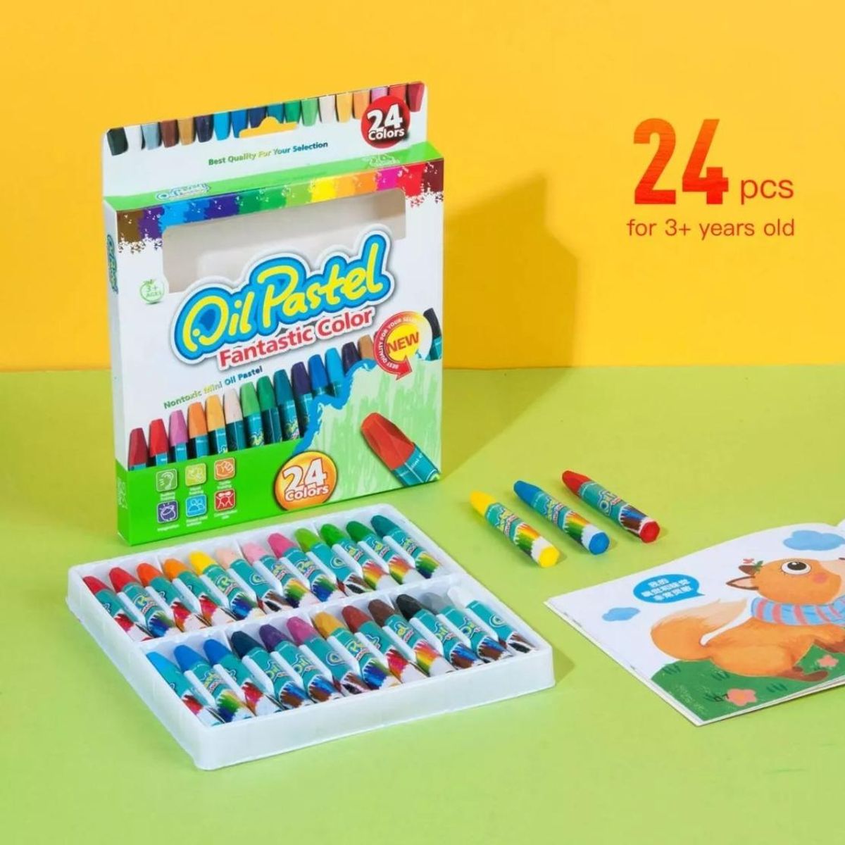 GENERICO - Kit de 24 Crayones Oil Pastel Acuarelables Lavables