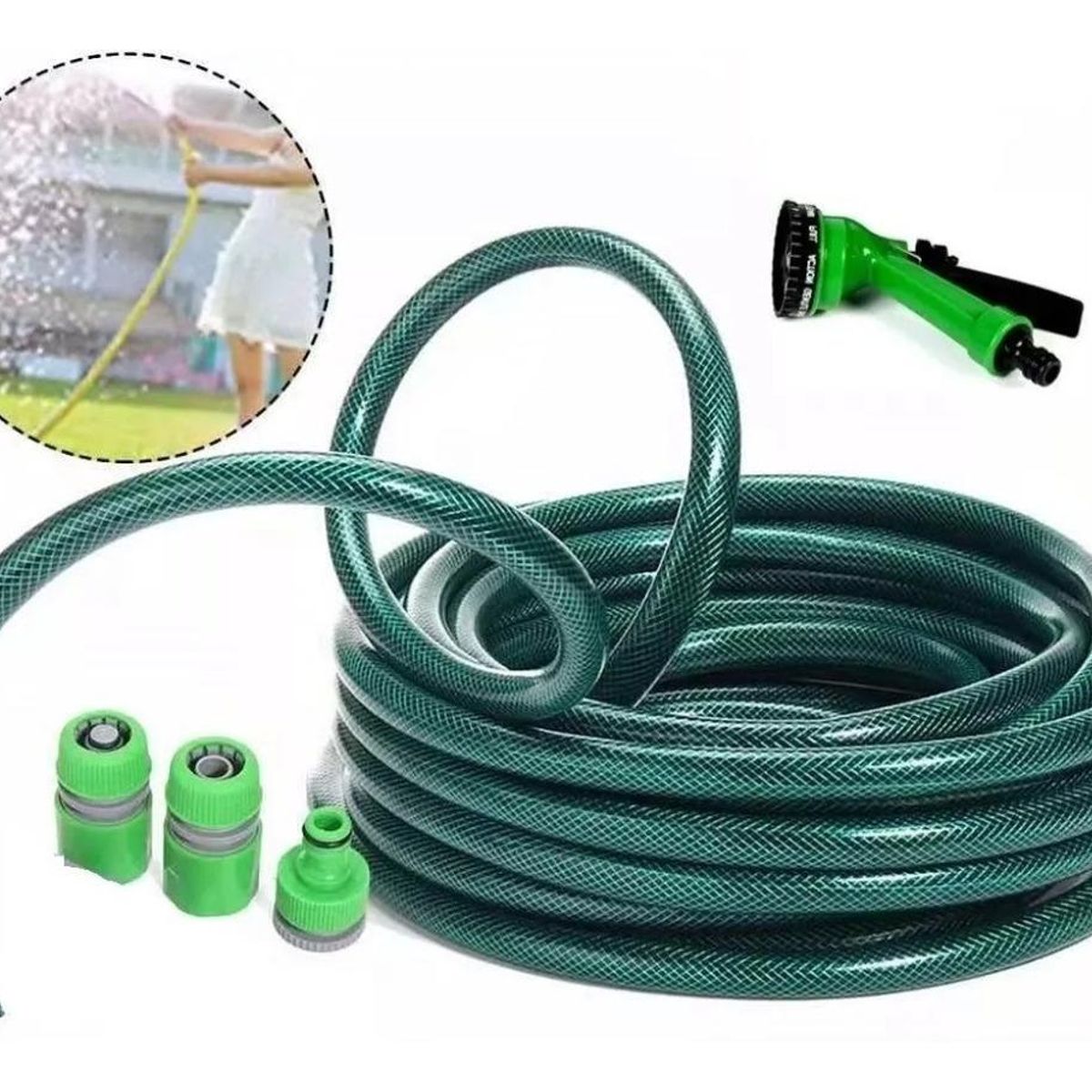 GENERICO - Manguera PVC Reforzada 12" - Rollo de 20 Metros con Accesorios