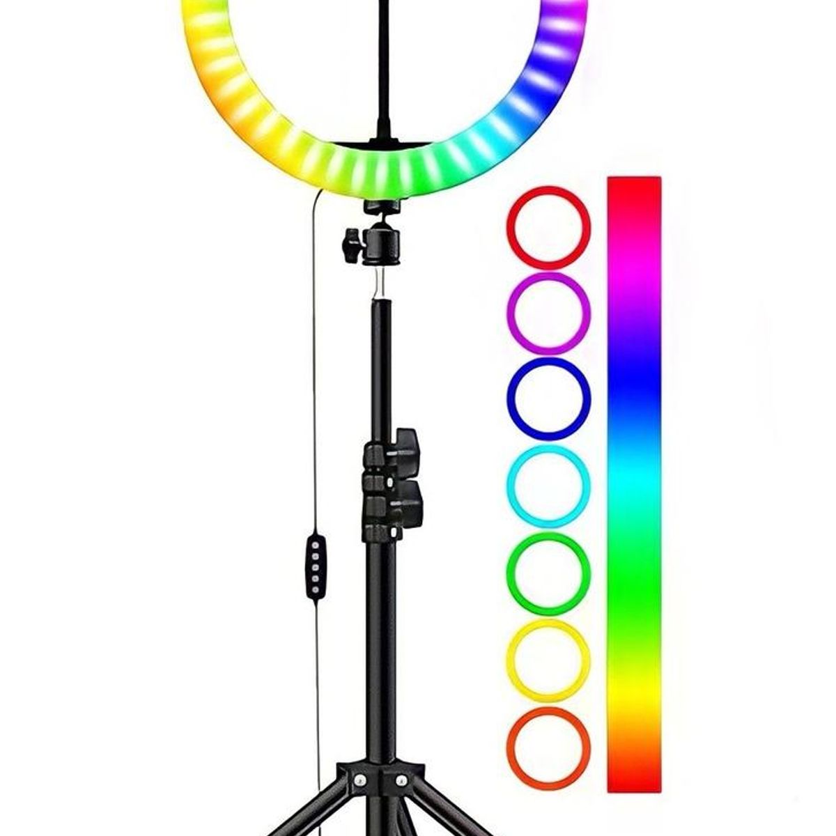 GENERICO - Aro de Luz LED RGB Multicolor 26cm con Trípode Ajustable