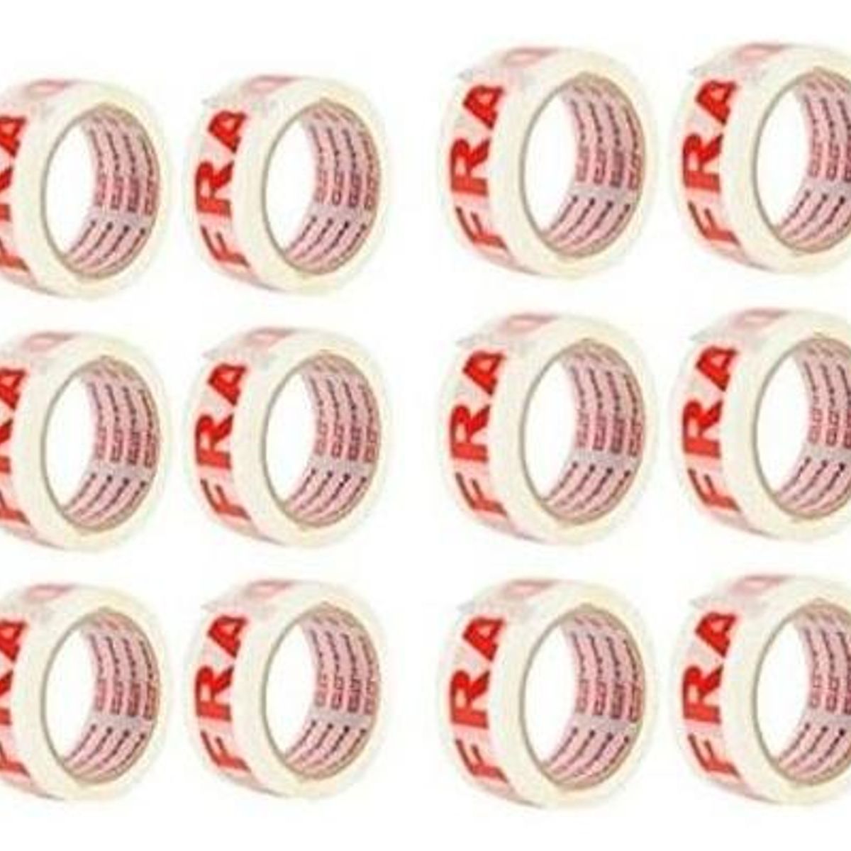 GENERICO - Cinta Embalaje Frágil 50m Pack de 12 - 48mm Ancho