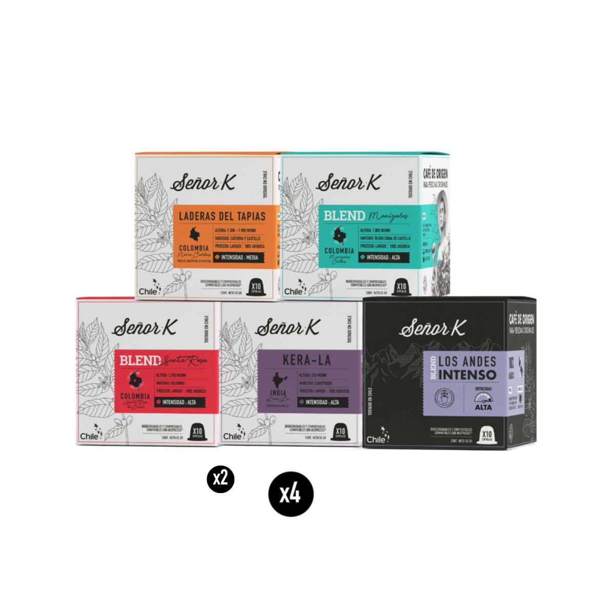 CAFE SEÑOR K - Pack 100 Cápsulas Café Espresso Más Vendidos Café Señor K